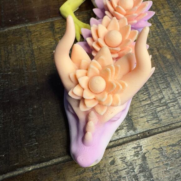 22" 3D Printed Lotus Flower Dragon - Unique Fantasy Art - Picture 9 of 9